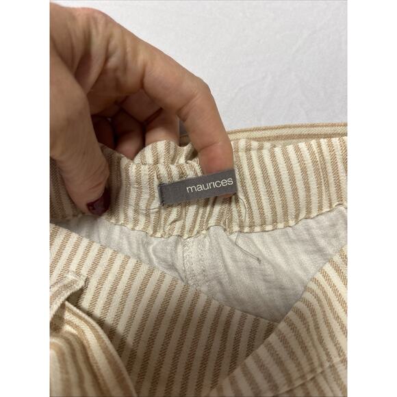 Maurices Tan White Striped Women's XL Flowy Wide Leg Baggy Pants Summer Spring - Picture 3 of 8